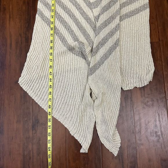FREE PEOPLE BEACH Stripe Knit Carly Open Front Cardigan in Gray Beige - Picture 14 of 14